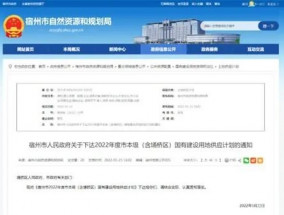 供地6656亩，商住用地2618亩！宿州市2022年度国有建设用地供应计划公布！