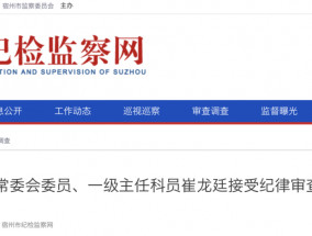 崔龙廷接受纪律审查和监察调查！原砀山县人大常委会委员、一级主任科员……